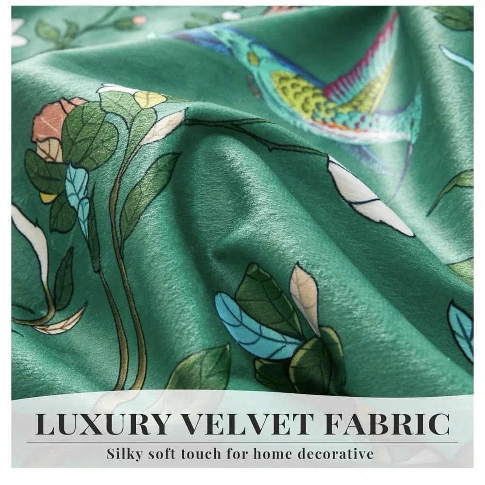 MUSSEL Luxury Velvet Floral Curtains 52w